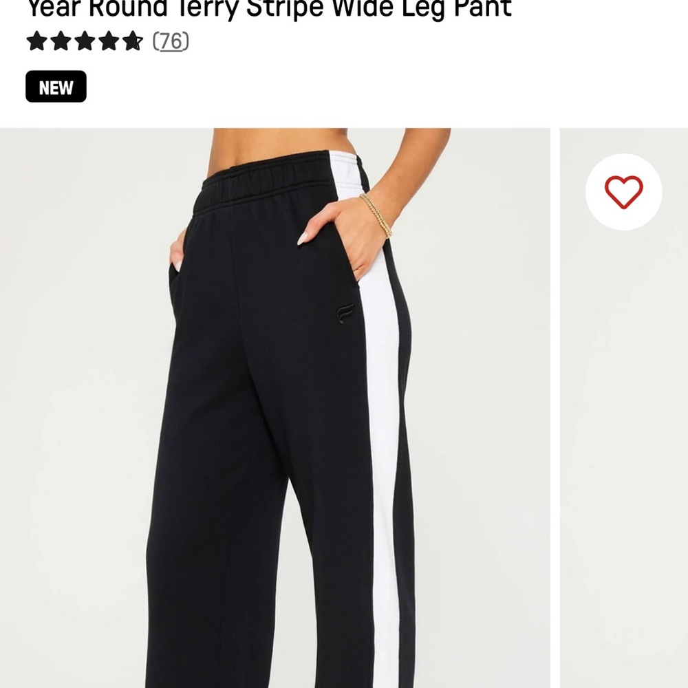 Fabletics- Black and White Stripe Wide Leg Pants